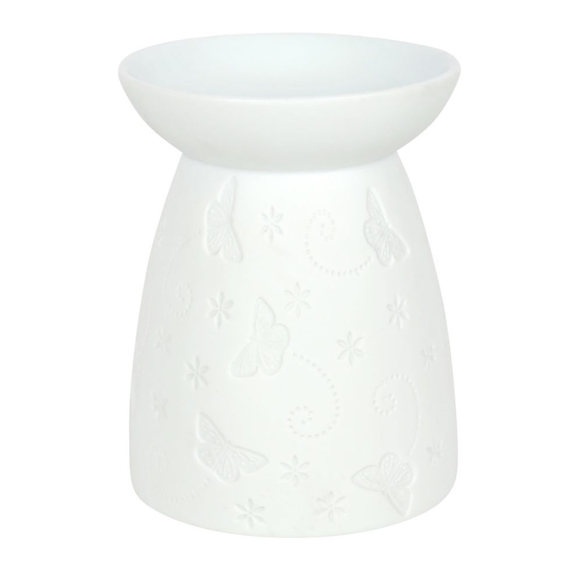 WHITE CERAMIC BUTTERFLY OIL BURNER