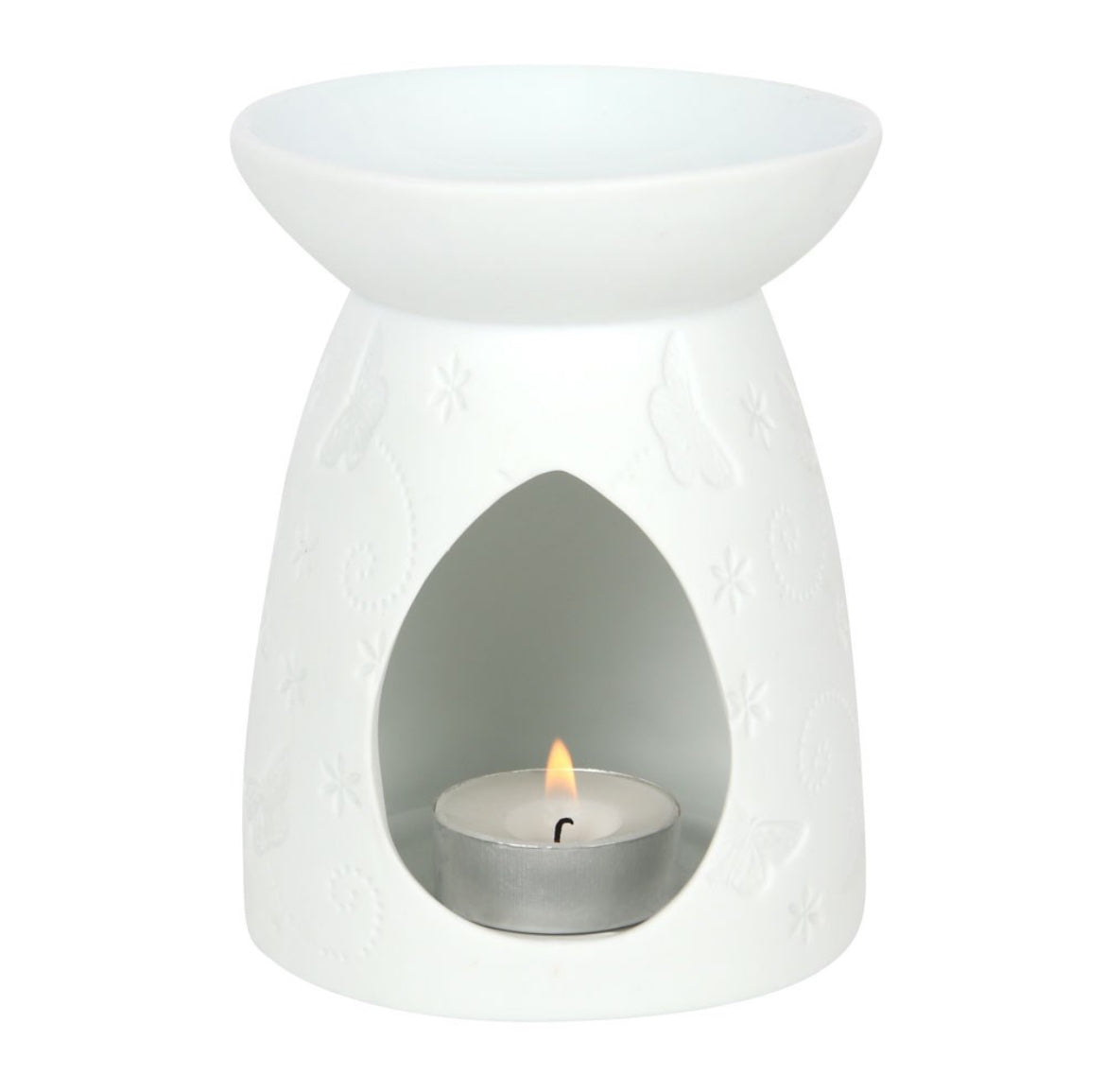 WHITE CERAMIC BUTTERFLY OIL BURNER