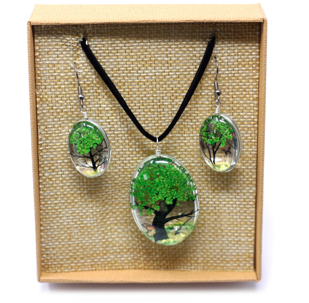 Pressed Flowers Tree of Life set Green