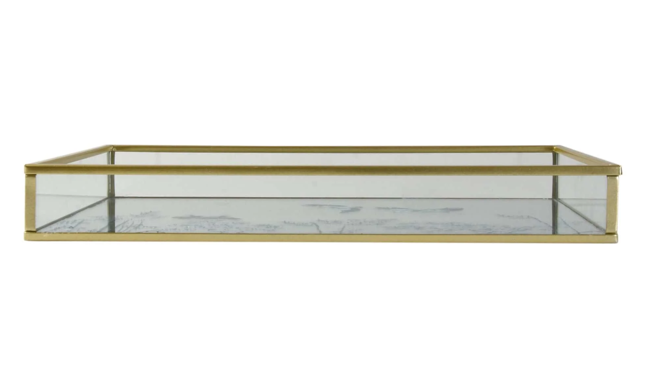 Mirrored Glass Tray in Gold