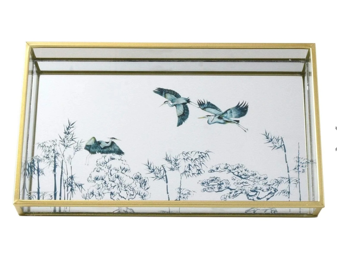 Mirrored Glass Tray in Gold